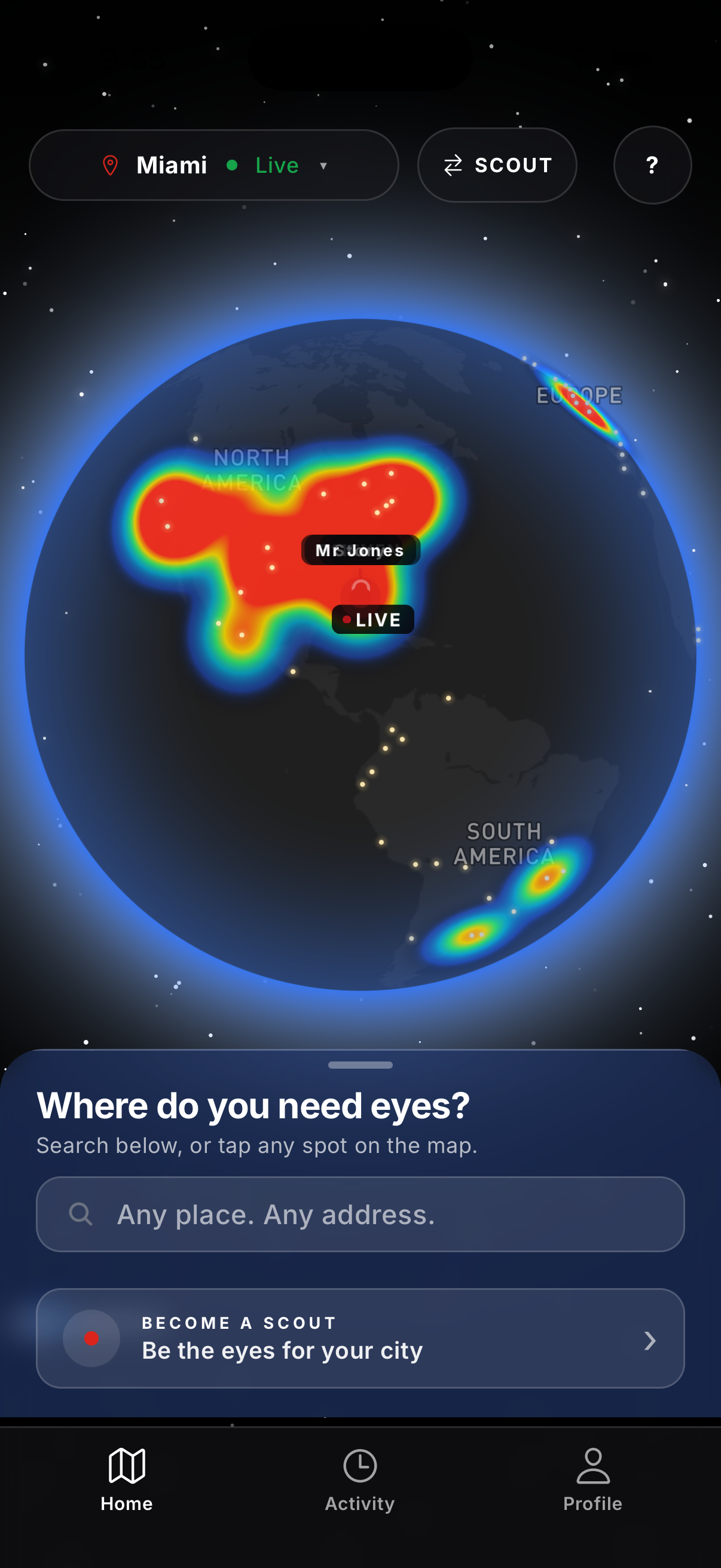 Let Me Check app — the live globe